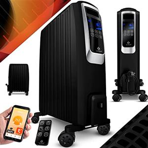 KESSER® Radiatore a olio con display digitale e telecomando Termosifone elettrico a risparmio energetico, timer, 4 livelli di calore, termostato, Nero, 8 strappare / 2000W