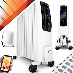 KESSER® Radiatore a olio con display digitale e telecomando Termosifone elettrico a risparmio energetico, timer, 4 livelli di calore, termostato, bianco, 10 strappare / 2500W
