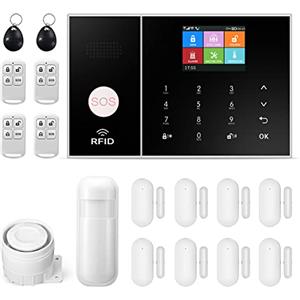 LWOHSI Sistema di Allarme Senza Fili, GSM Sistema Antifurto Completo con Sirena Allarme 120dB, Telecomando Intelligente, Display LCD, Invite vocale, Sicurezza per la casa, ufficio