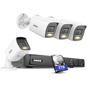 ANNKE H800 Bullet 8MP Ultra HD PoE Telecamera Kit Videosorveglianza Rete 8CH 4K NVR 2TB Disco Rigido e 4 Telecamere Sistema di Sorveglianza Visione Notturna EXIR 2.0 Accesso Remoto APP Alert- 2TB HDD