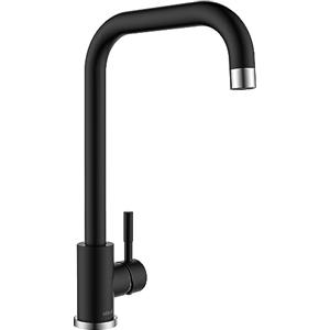 Ulytid Rubinetto Lavello Cucina, Miscelatore Cucina Nero Opaco Acciaio Inox 304 con Bocca Alta Girevole a 360°, Rubinetti Monocomando Acqua Calda e Fredda Regolabile per Lavelli da Esterno Interno