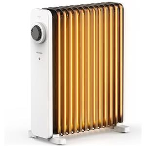 PELONIS Radiatore ad olio da 2500 W, a risparmio energetico, 13 nervature con termostato e 3 livelli di potenza, radiatore elettrico con protezione da surriscaldamento, radiatore elettrico bianco