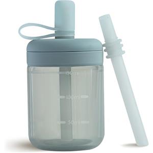 Moonkie Borraccia con Cannuccia, Bicchiere Antigoccia Bambini Silicone, Bicchiere con Cannuccia, Tazza con Cannuccia senza BPA, per Lavastoviglie, 6 Mesi+, 5oz(Etere)
