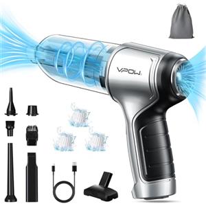 VPOW Aspirapolvere Auto Senza Fili Aspirabriciole: 15000PA Aspirapolvere Portatile con 5000mAh Batteria da e 3 HEPA Filtro - Aspirabriciole Potente - Mini Aspiratore Elettrico USB per Animali Casa