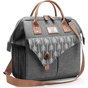 Lekesky Borsa Termica Porta Pranzo Donna 15 L, Borsa Frigo Grande per Donna Uomo, Ampia Aperta Impermeabile Borsetta Termica con Fodera Isolante, Lunch Bag per Ufficio Scuola Picnic Lavoro, Grigio L