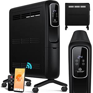 KESSER® ECO - Radiatore ad olio da 2500 W, riscaldamento elettrico, a risparmio energetico, con display WiFi, app e telecomando, touch screen, timer, termostato e protezione contro il surriscaldamento