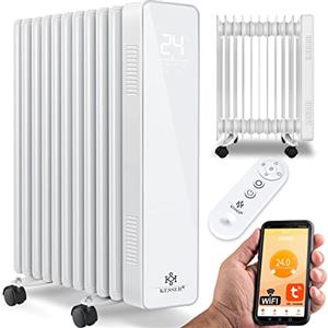 KESSER® Radiatore ad olio da 2500 W, per riscaldamento elettrico a risparmio energetico, con controllo app WiFi e display touch LED, telecomando a olio, riscaldamento elettrico a 11 nervature, timer