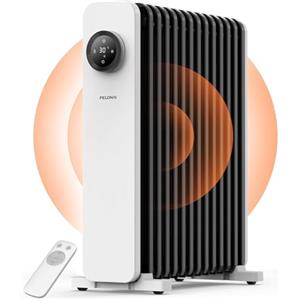 PELONIS Radiatore a olio, 2500 W, a risparmio energetico, 13 costole, con termostato e timer 24 ore, riscaldamento elettrico con protezione contro il surriscaldamento, per camera da letto, ufficio,
