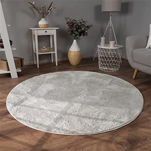 Paco Home Tappeto per Soggiorno in Finta Pelliccia Morbido Lavabile Moderno Elegante Facile da Pulire Effetto Pelliccia Uni Lucido Fluffy a Pelo Corto, Dimensione:60x90 cm, Colore:Grigio