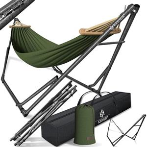 KESSER® Amaca Vill con telaio in metallo, pieghevole, regolabile, stabile, per interni ed esterni, con borsa per il trasporto + sacchetto, per amaca da campeggio, giardino, piscina, balcone, terrazza,