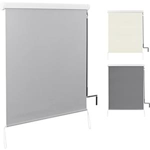 WOLTU Tenda da Sole Verticale Tenda a Rullo per Esterno Tenda da Sole a Caduta con Manovella Tenda per Balcone Avvolgibile Oscurante Protezione Sole Vento per Gazebo Giardino, Grigio 140x140 cm
