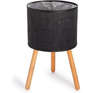 Paco Home Vaso Portavaso Grande Fioriera Interni Set Vaso Per Piante Vimini Intrecciato Fiori Legno Pellicola, Colore:Nero, Set:2pcs Set/Design 4
