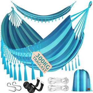 KESSER® Amaca capacità di carico 300 kg 320x150 cm capacità di carico Max 300 kg, 1-2 Persone, Traspirante, Resistente alle intemperie, Ideale per Campeggio Giardino, Amaca in Tessuto, Blu
