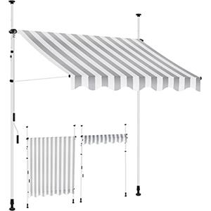 KESSER® Tenda da Sole a Morsetto con manovella per Balcone, Tenda da Sole per Balcone, Regolabile in Altezza, Idrorepellente, Protezione Solare, Copertura per terrazze, Bianco - Grigio, 150cm