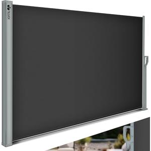 tillvex® Tenda da sole laterale, 160 x 350 cm, estensibile e opaca, frangivista per balcone, giardino e terrazza, tenda avvolgibile laterale con supporto a parete, protezione solare in acciaio inox,