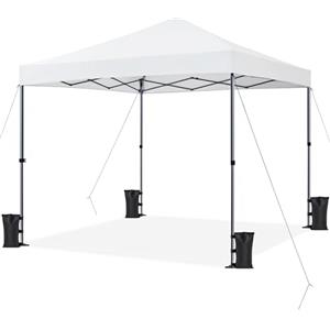 Yaheetech Gazebo Richiudibile Pieghevole Impermeabile 3x3 m in PVC Gazebo Pop Up Altezza Regolabile Tessuto Oxford Adatto per Terrazza Fiera Feste Giardino Mercato Campeggio Bar Pub Bianco