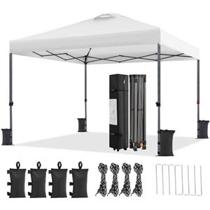 Yaheetech Gazebo Pieghevole da Giardino Esterno Resistente 3x3 m Gazebo Telescopico con Sacca di Trasporto in Ferro e Tessuto Oxford per Mercato Fiera Manifestazioni Sagra Campeggio Spiaggia Bianco