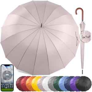 Royal Walk Ombrello Pioggia Antivento Grande 54 Pollici Ombrello Portatile Automatico Aperto Per 2 Persone Uomo Di Legno Leggero Resistente 16 Costole Golf Da Viaggio Impermeabile Robusto 120 cm