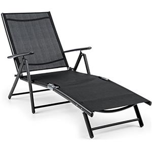 blumfeldt Modena Sedia a Sdraio Da Giardino o Terrazzo (64 x 85 x 170 cm, regolabile su 7 posizioni, tessuto a rete, tubi in acciaio inox) Nero