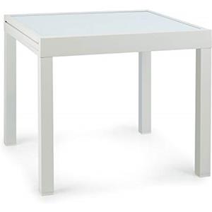blumfeldt Pamplona Extension Tavolo da Giardino - Allungabile, Materiali: Alluminio, Vetro, SmartSpace Concept, Superficie: 180 x 83 cm, Fino a 6 Persone, Resistente alle Intemperie, Bianco