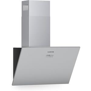 Klarstein Silver Lining - Cappa Aspirante Inclinata a Parete, Classe Energetica A, Ricircolo o Scarico, 3 Livelli, Touch, Display LED, Acciaio Inox, 600 m³/h, 60 cm, Argento