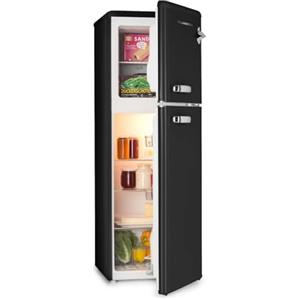 KLARSTEIN Audrey Retro - Frigo con Freezer Rétro, Frigorifero e Congelatore, Frigo, Capacità di Raffreddamento Variabile, Luce Interna, 41 dB di Rumorosità, Nero