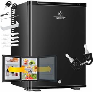 KESSER® Minifrigo con serratura, Capacità minibar 40 litri, Silenzioso 22db, Chiusura a chiave, Camera da letto, Cerniera porta modificabile, circa 4°-16°C Altezza 57cm, Illuminazione interna