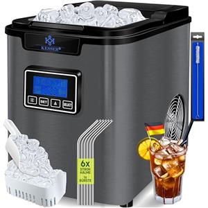 KESSER® Macchina del Ghiaccio | Macchina per Il Ghiaccio in Acciaio Inox | 150W Macchina per Il Ghiaccio | 12 kg 24 h | Cubetti di 3 Dimensioni | Serbatoio dell'Acqua da 2,2 Litri