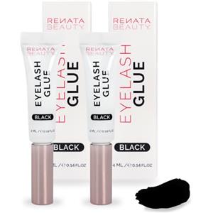 RB RENATA BEAUTY Renata Beauty Colla Nera per Ciglia, Confezione Doppia, Tenuta Intensa, Impermeabile, Adesivo di Qualità Professionale, Ipoallergenico, Perfetto per Ciglia Scure & Look Drammatici, 2x4ml