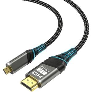 woednx Micro HDMI To HDMI 2M,4K@60HZ 3D 1080P Cavo Adattatore da tipo D a A Supporta Ethernet,3D,HDR e ARC,Micro HDMI a HDMI compatibile con Raspberry Pi 5/4,fotocamere A6300 A6400,Hero,Yoga,ODROID ecc