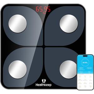 Healthkeep Bilancia pesapersone Healthkeep con Bluetooth Bilancia per analisi corporea con app 13 dati corporei Compatibile con app fitness per Android e iOS Capacità 180 kg/400 libbre