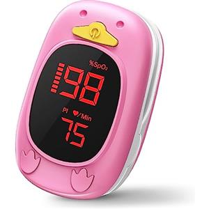 HOLFENRY Saturimetro Pediatrico per Bambini e Adulti con Ampio Display a LED, Saturimetro Bambini Include 2* Batterie AAA e Cordino per Misura la Saturazione di Ossigeno e la Frequenza Cardiaca