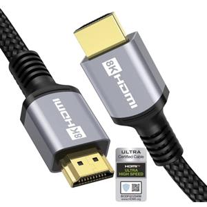Anhuicco 4K 8K Cavo HDMI 2.1 Certificato 2 metri 48Gbps 10K 30Hz 8K 60Hz 4K 120Hz 2K 240Hz ALLM VRR G-SYNC Dobly ARC eARC HDR 10+ HDCP 2.3 Supporto PS5 Xbox Soundbar Reale 8K Fire TV