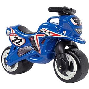 INJUSA - Moto Primi Passi Honda Africa Twin, per Bambini +18 Mesi, con Decorazione Permanente, Ruote Larghe in Plastica e Maniglia per Trasporto, Colore Blu