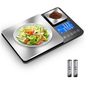 Drcowu Bilancia Cucina Digitale a doppia piattaforma da 500g e 15kg, dotata di doppia precisione 0.01g, 1g, funzione di accumulo, Bilancia da Cucina Professionale con Funzione Tare, Facile da Leggere