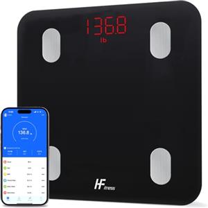 HomeFashion HF Bilancia Pesapersone, con 19 indici di composizione corporea Professionale Impedenziometrica Bluetooth Digitale con App Misura Peso, Massa Grassa, BMI, Massa Muscolare, Massa Ossea, Proteine