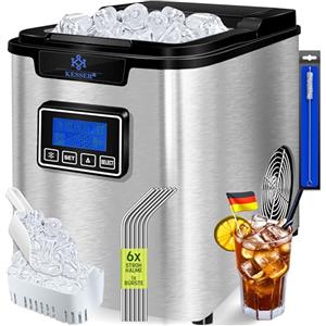 KESSER® Macchina del Ghiaccio | Macchina per Il Ghiaccio in Acciaio Inox | 150W Macchina per Il Ghiaccio | 12 kg 24 h | Cubetti di 3 Dimensioni | Serbatoio dell'Acqua da 2,2 Litri