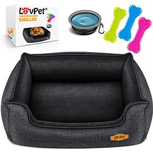 Lovpet® Cuccia per Cani Cuscino per Cani Letto per Cani, incl. Ciotola + 3X Ossa da Masticare, Cuscino per Divano per Cani di Ogni Taglia, Rivestimento Rimovibile e Lavabile, M 70 x 55 x 21 cm
