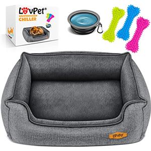 Lovpet® Cuccia per Cani Cuscino per Cani Letto per Cani, incl. Ciotola + 3X Ossa da Masticare, Cuscino per Divano per Cani di Ogni Taglia, Rivestimento Rimovibile e Lavabile, M 70 x 55 x 21 cm