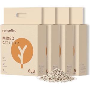 FUKUMARU Tofu Lettiera per Gatto 10.8kg, Lettiera Agglomerante Miscela di Pellet di Legno di Mela, Senza Polvere e Facile da Agglomerare, Controllo degli Odori, Può essere Gettata nel WC.