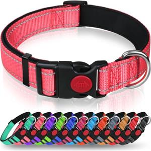 Taglory collare per cani, Imbottito Nylon Regolabile Traspirante Riflettente Collari per Cani di Taglia Cuccioli, Rosa