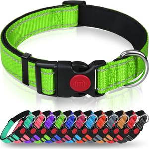 Taglory collare per cani, Imbottito Nylon Regolabile Traspirante Riflettente Collari per Cani di Taglia Piccola, Verde
