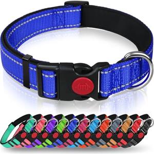 Taglory collare per cani, Imbottito Nylon Regolabile Traspirante Riflettente Collari per Cani di Taglia Grande, Blu Scuro