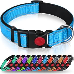 Taglory Collare per Cani, Imbottito Nylon Regolabile Traspirante Riflettente Collari per Cani di Taglia Cuccioli, Cielo Blu