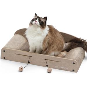 FUKUMARU Tiragraffi Per Gatti da 66 cm In Cartone Resistente,Letto e Divanetti per Gatti.Tappetino Tiragraffi per Gatti In Cartone Riciclabile Con Pallina da Giocare.