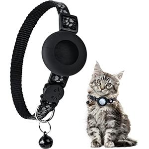 YHmall Airtag Collare Gatto Antistrozzo, Collare per Gatti Regolabile Riflettente con Campana Chiusura Sicurezza Copertura Airtag Protettiva, Compatibile Airtag Apple Adatto Gattini Cuccioli nero