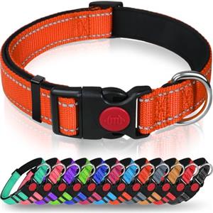 Taglory collare per cani, Imbottito Nylon Regolabile Traspirante Riflettente Collari per Cani di Taglia Piccola, Arancione