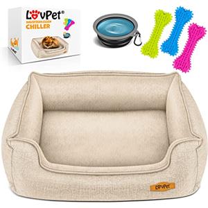 Lovpet® Cuccia per Cani Cuscino per Cani Letto per Cani, incl. Ciotola + 3X Ossa da Masticare, Cuscino per Divano per Cani di Ogni Taglia, Rivestimento Rimovibile e Lavabile, L 90 x 75 x 25 cm