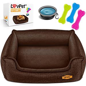 Lovpet® Cuccia per Cani Cuscino per Cani Letto per Cani, incl. Ciotola + 3X Ossa da Masticare, Cuscino per Divano per Cani di Ogni Taglia, Rivestimento Rimovibile e Lavabile, M 70 x 55 x 21 cm