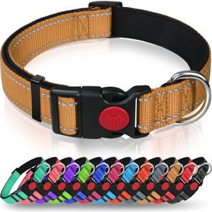 Taglory collare per cani, Imbottito Nylon Regolabile Traspirante Riflettente Collari per Cani di Taglia Cuccioli, Marrone